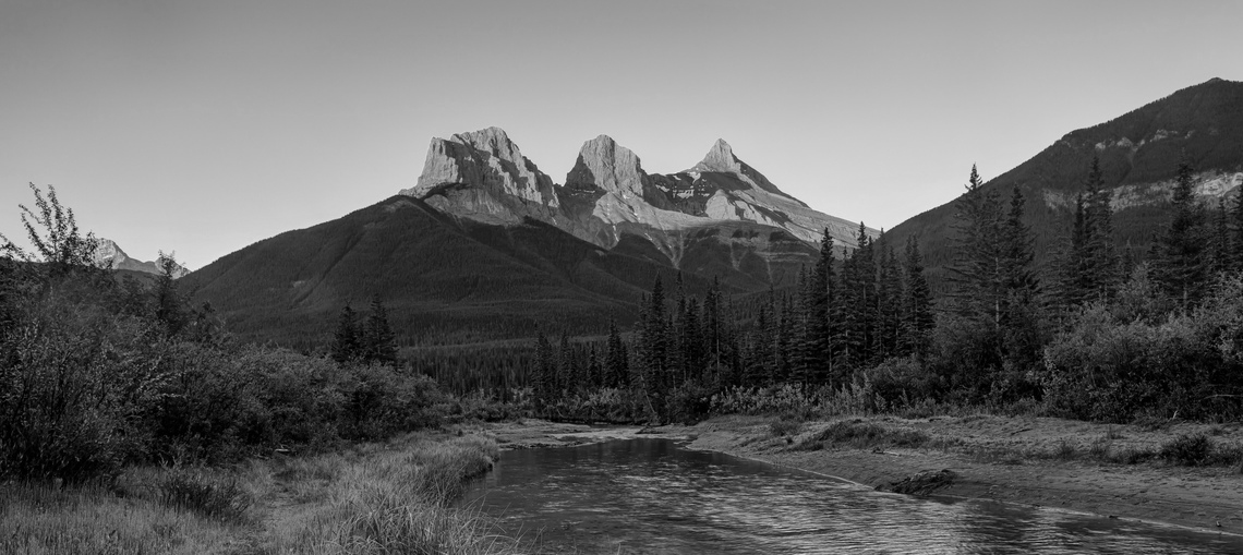 Black and white photo of Canmore 